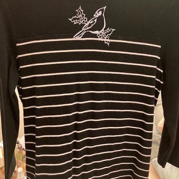 Kim Rogers Black with White Stripe Top - Picture 2 of 4